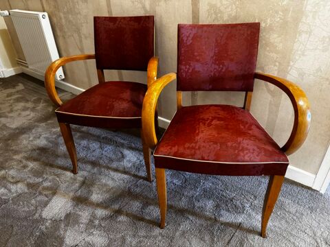 Lot de 2 fauteuils skaï rouge. Années 40 50 Pourlans (71)