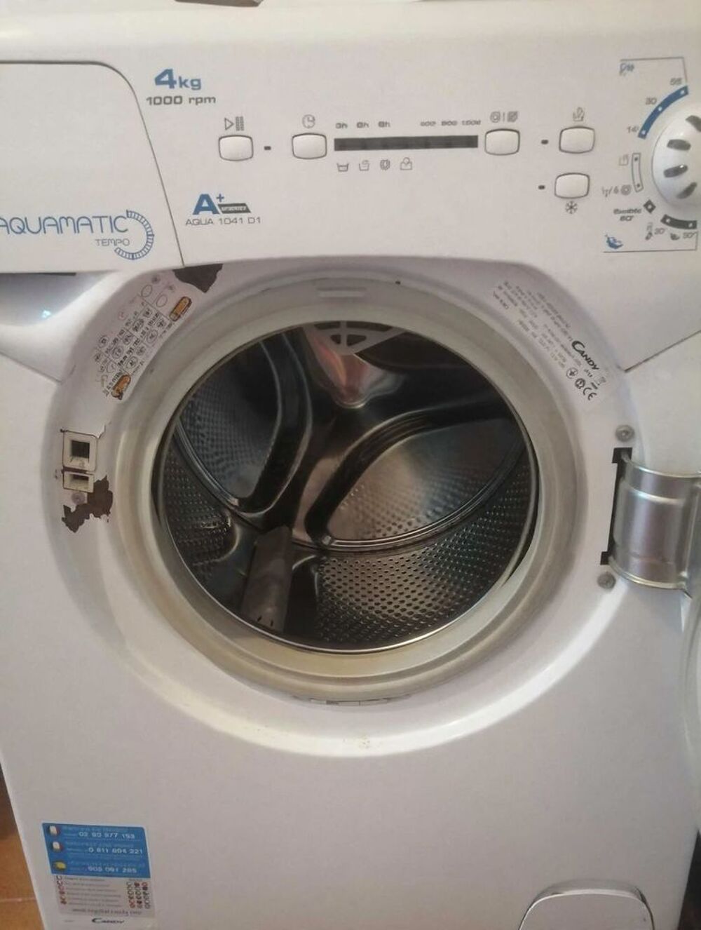 Lave-linge Candy Aquamatic Tempo 4kg - AQUA 1041 D1 - Compac Electroménager