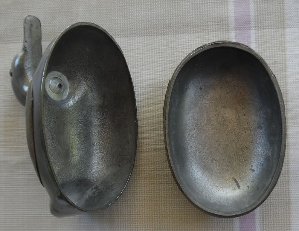 Coffret canard en &eacute;tain qui s'ouvre pour mettre des objets Décoration