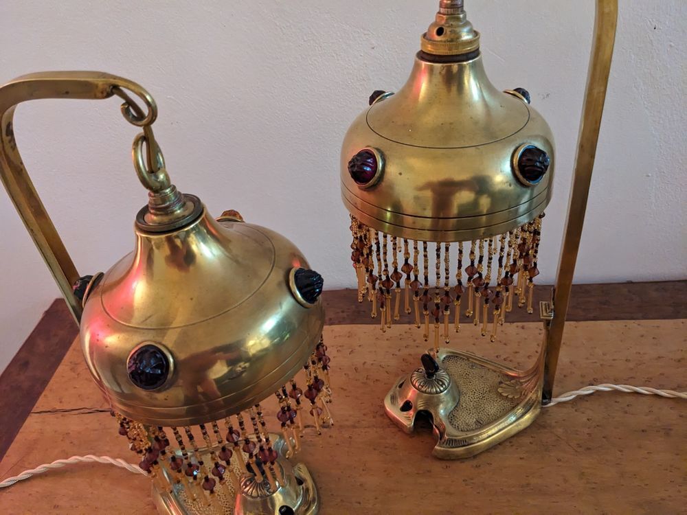 PAIRE DE 2 Tr&egrave;s rares lampes art d&eacute;co &eacute;lectrique 1900 art no Décoration
