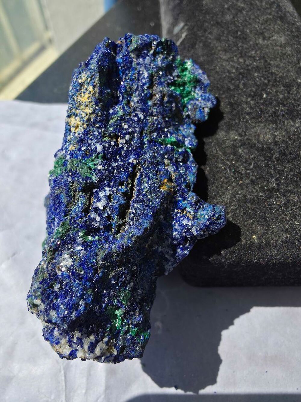 Azurite Bleu Intense, Malachite Fibreuse &amp; Quartz Brut Katanga RDC-131g 