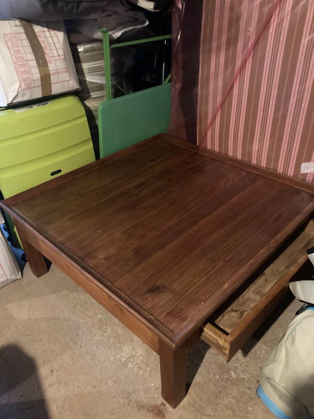 Table basse 2 tiroirs en teck massif. Meubles