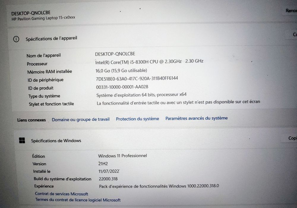 Portable HP Pavilion Gaming 15-cx0001no HP i5-8300H Matériel informatique