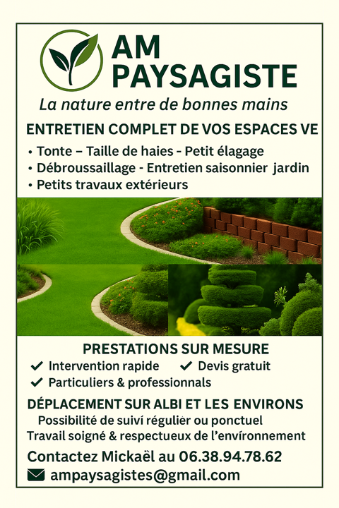 Jardinier paysagiste 0 81000 Albi