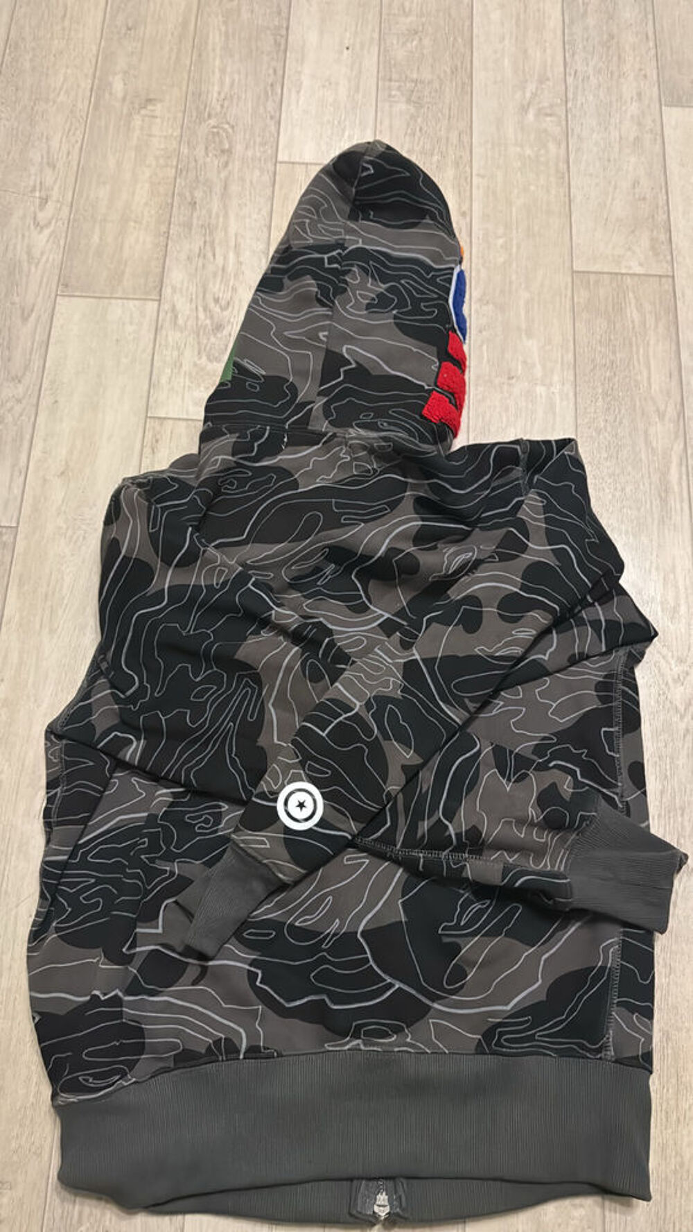 BAPE Layered Line Camo Shark Full Zip Hoodie 'Black' V�tements