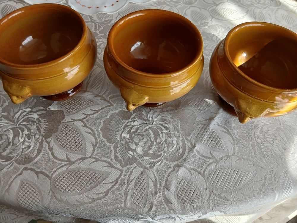  Trois bols vintage &agrave; soupe &agrave; l'oignon t&ecirc;te de lion N&deg;1463 Cuisine