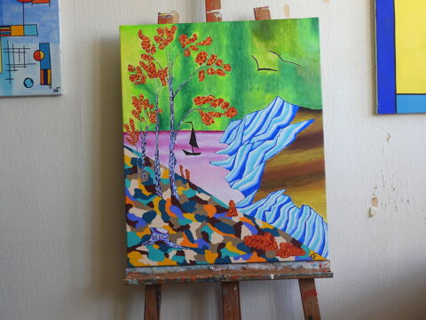 Tableau acrylique sur toile - Paysage imaginaire 150 Cond�-sur-Noireau (14)