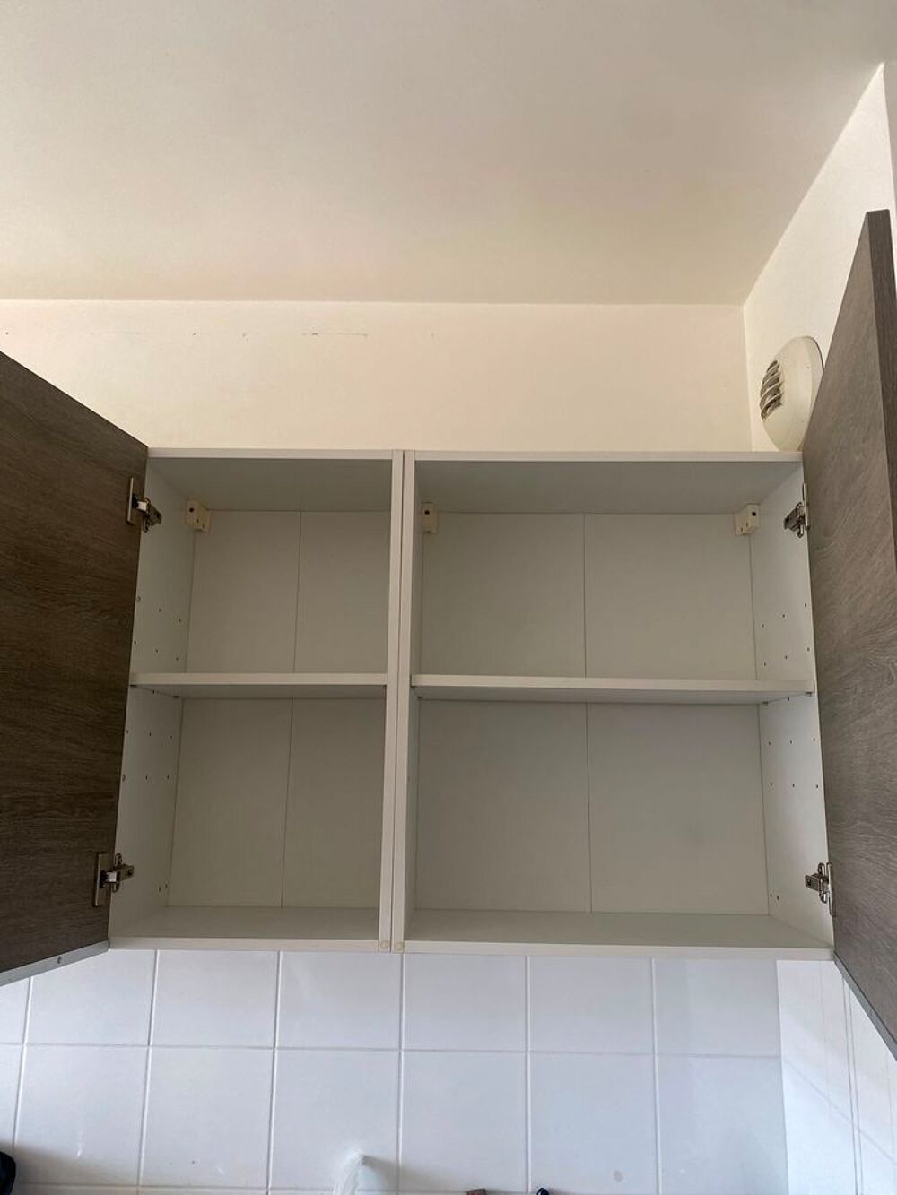 Lot meuble haut de cuisine effet bois gris marron Meubles