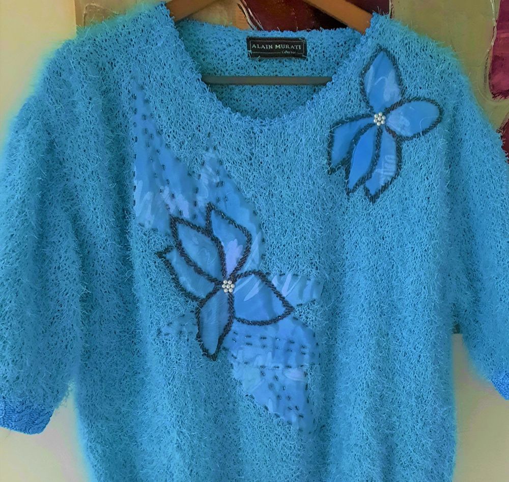 Beau pull bleu fils poilu Alain Murati - T 42 - neuf Vêtements