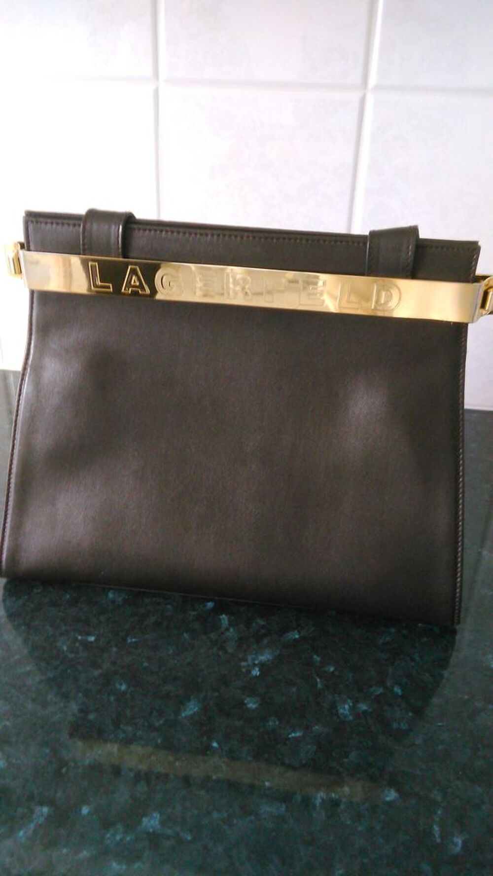 Sac en cuir marron Karl Lagerfeld (original) Vintage Maroquinerie