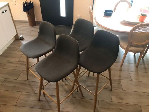 lot de 4 chaises hautes -- gris/kaki - H92cm - m�tal/tissus 200 Neuill� (49)