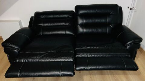 Canap en cuir noir relax  350 Louvres (95)