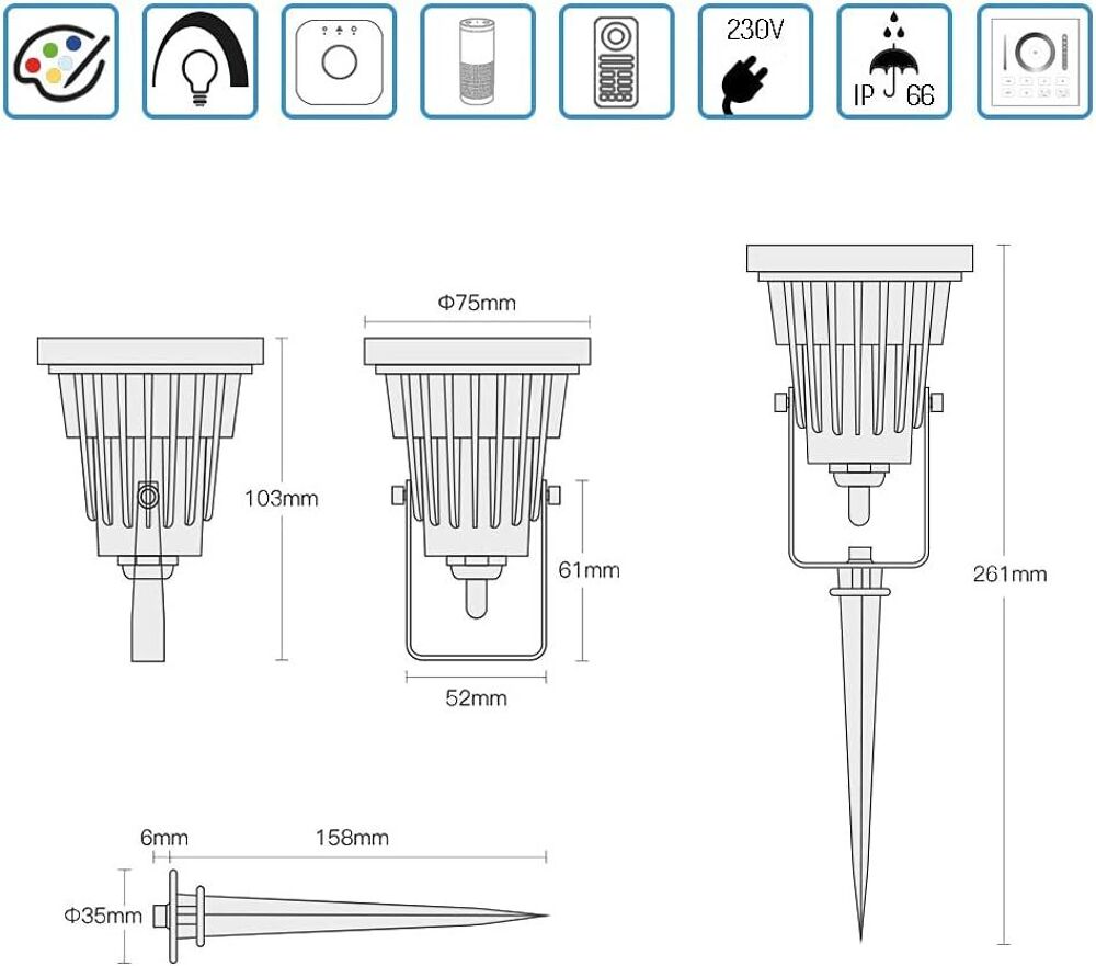 RGBCCT spot de jardin Pro Changement de couleur / 7 W Jardin