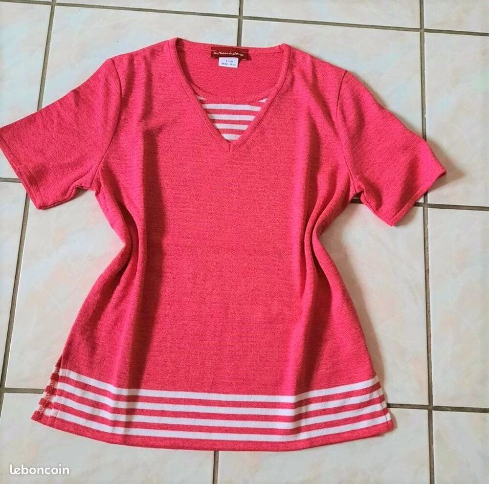 Pull rose et ray&eacute; marin qualit&eacute; premium T 38 - 40 Vêtements