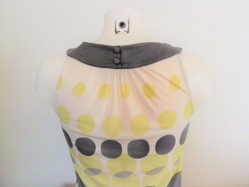Tunique Blanc avec des Ronds Jaune et Gris Taille 1- Camaieu Vêtements