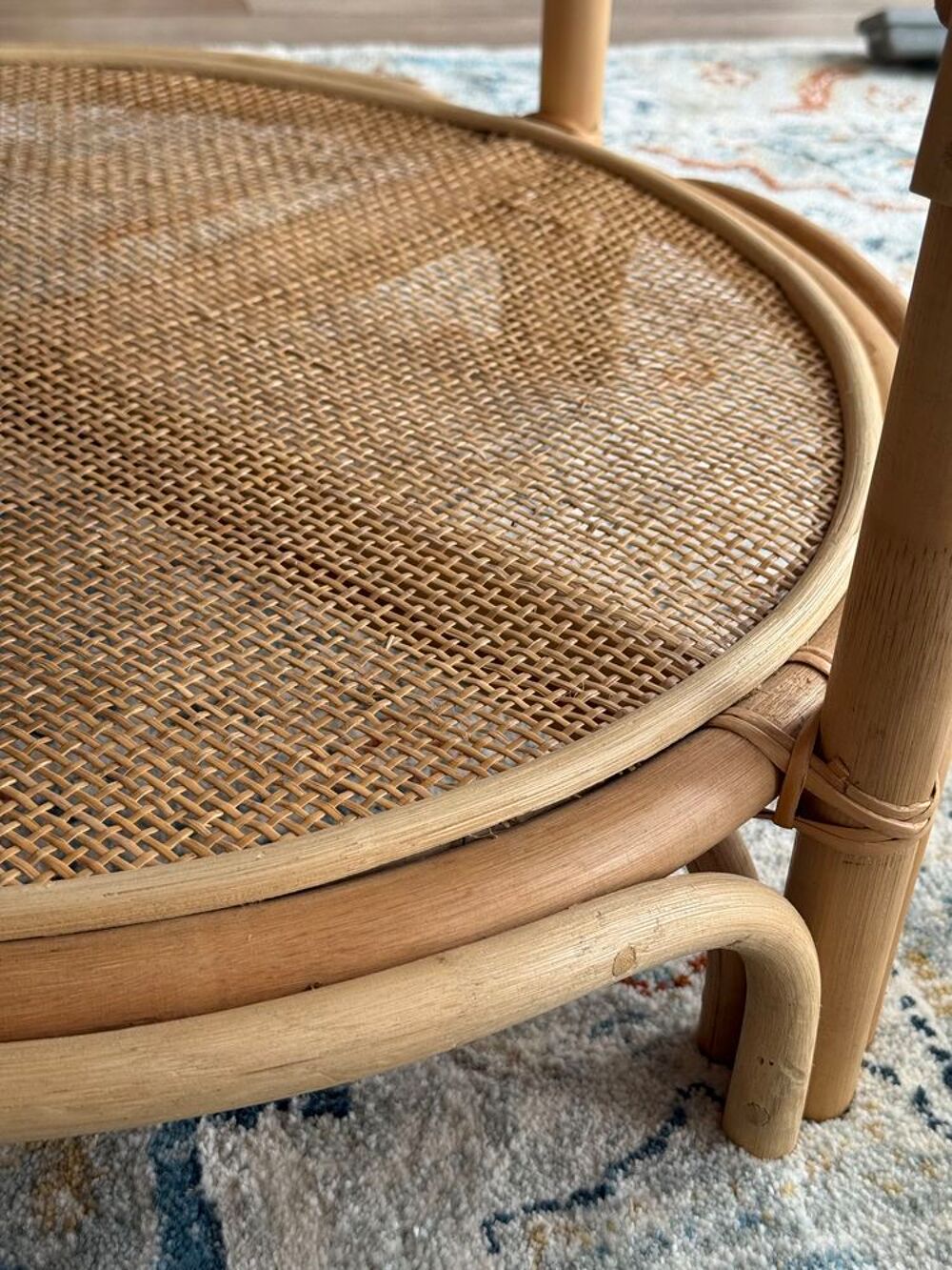 Table basse ronde en rotin Maisons du Monde ? Mod&egrave;le Dabali Meubles