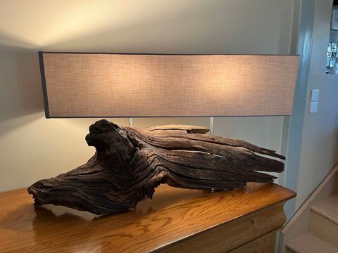 Lampe bois flotter de mer. Double lumi�re.￼ 130 Orry-la-Ville (60)