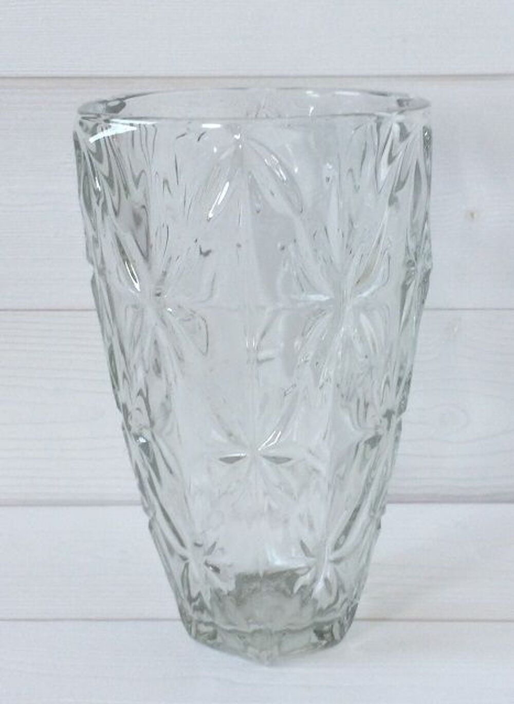 Vase en verre motif fleurs des ann&eacute;es 40/50 - EXCELLENT ETAT Décoration