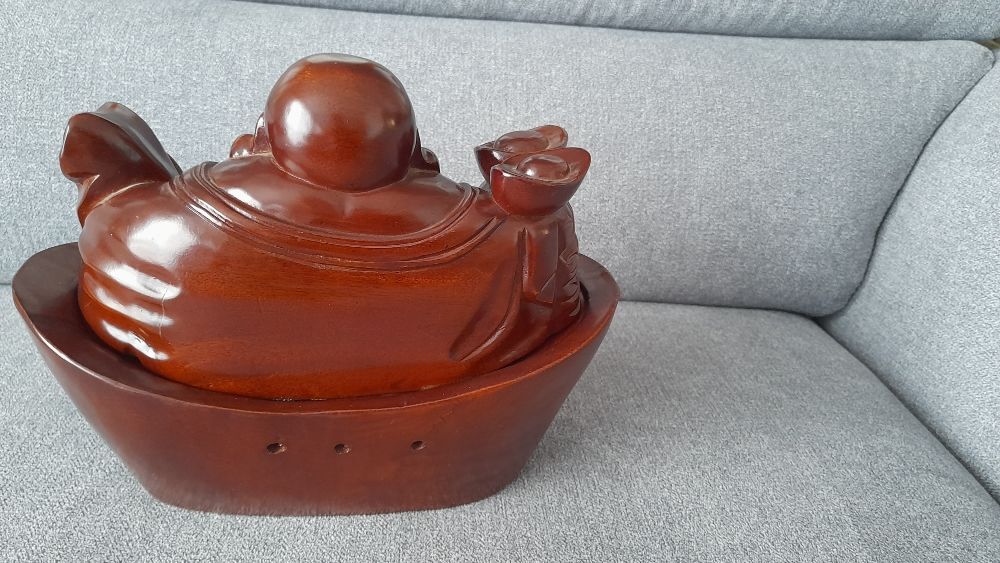GRAND BOUDDHA OUVRANT en BOIS LAQUE Décoration