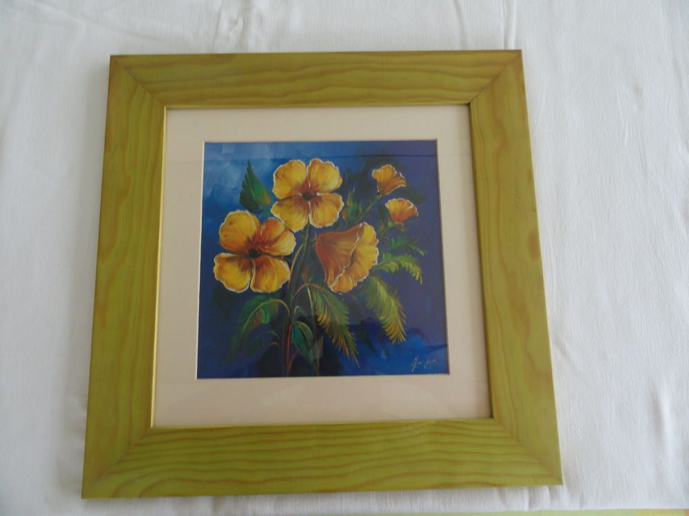 Cadre photo ( fleurs ) + peinture sur verre Décoration