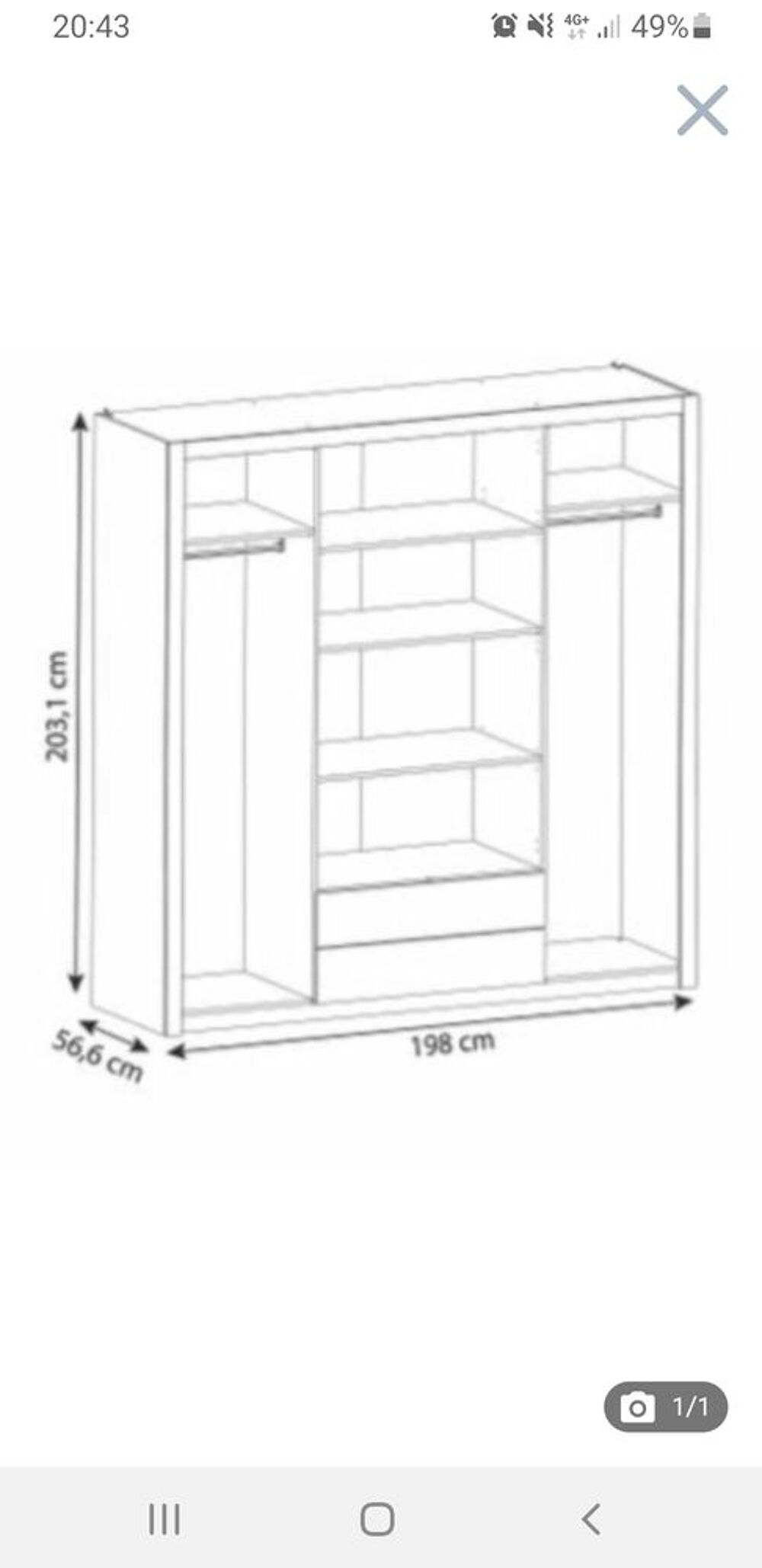 armoire 4 portes avec miroir, ling&egrave;re et penderie NEUVE Meubles