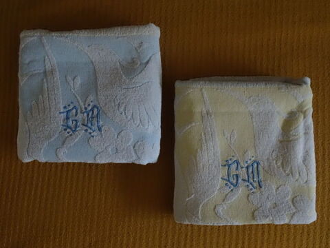Paire de serviettes brodes main (initiales : GM) 8 Enghien-les-Bains (95)