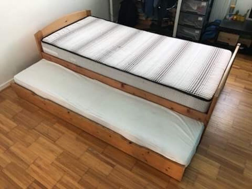lit gigogne 2x90/190 en pin avec sommier Meubles