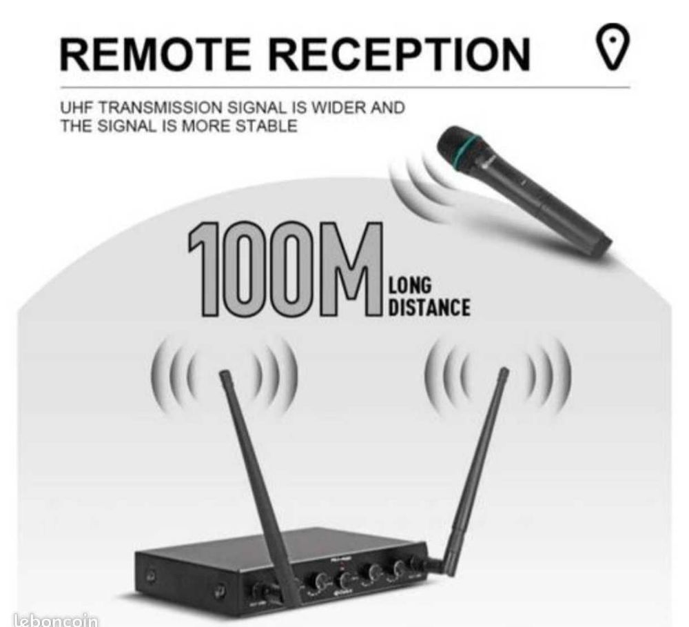 Syst&egrave;me Microphone sans Fil UHF 4 Canaux Audio et hifi