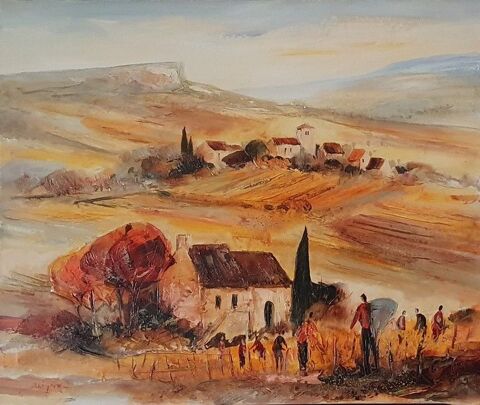 peinture � l'huile paysage de Bourgogne Jean-Claude Blgny 1700 Pulnoy (54)