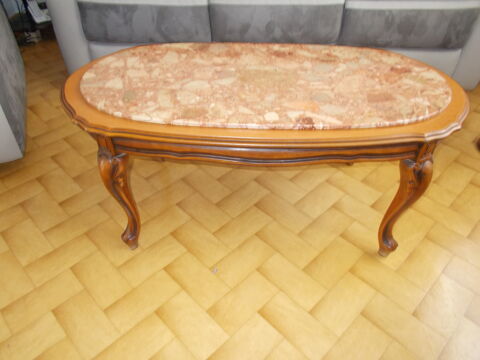 table basse salon merisier et marbre 150 Feuquières (60)