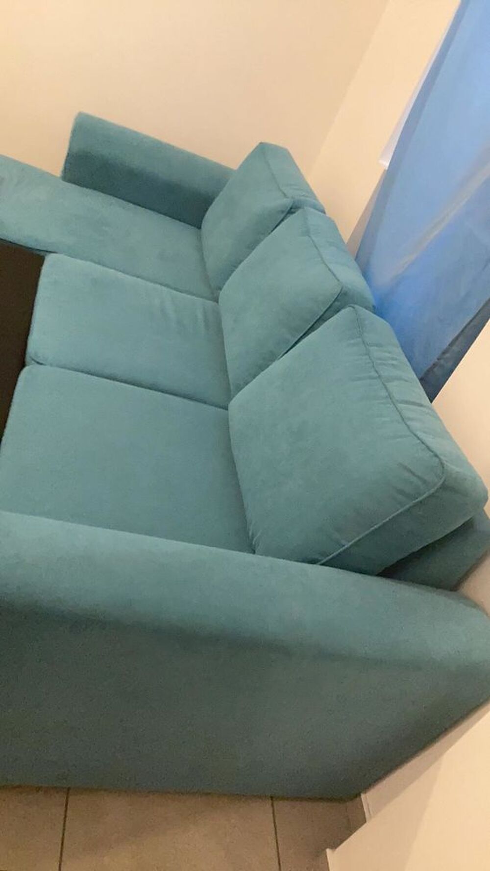 Canape d'angle convertible bleu 3 places Meubles