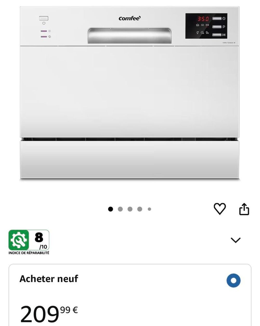 mini lave-vaisselle Comfee neuf Electroménager