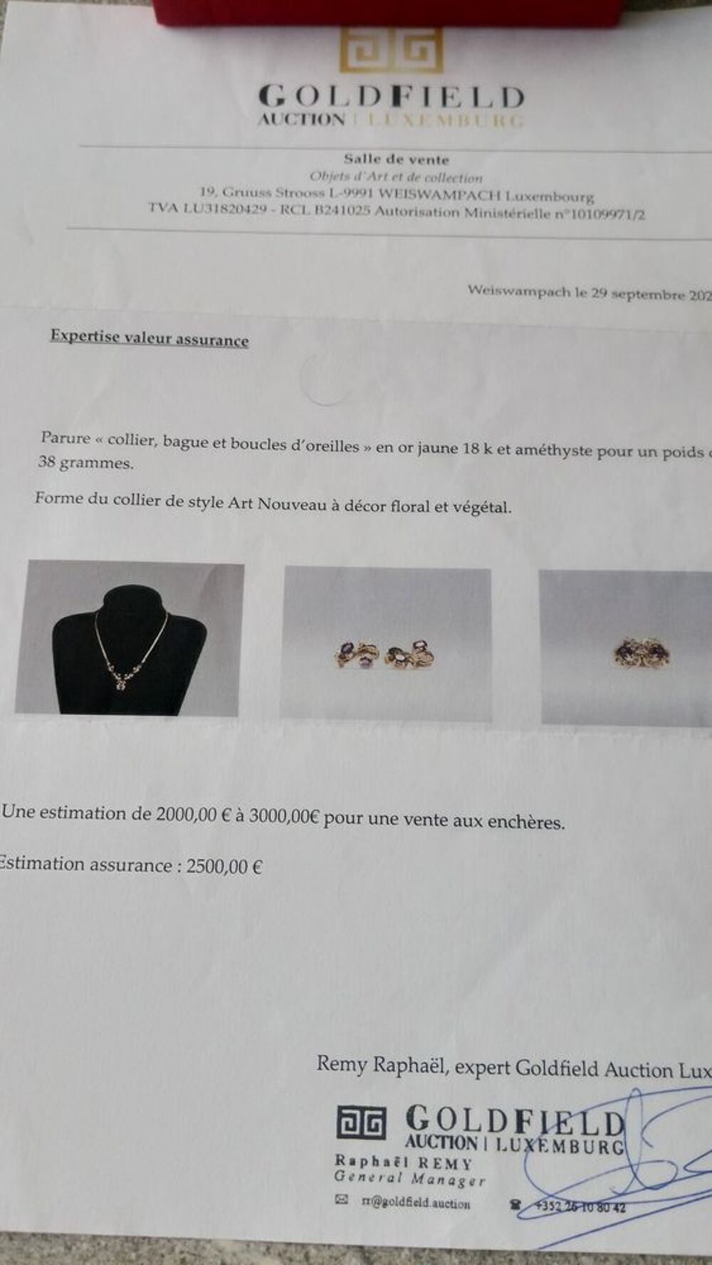 Sublime PARURE DE BIJOUX OR DIAMANT RHODOLITE Bijoux et montres