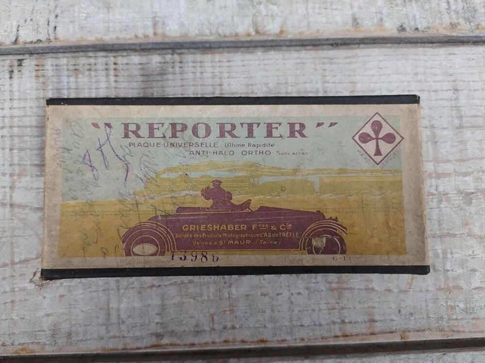 Ancienne Boite de Plaques Photo Reporter Automobile 