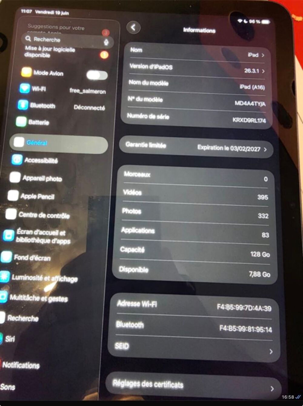 iPad a16 128 gigas Téléphones et tablettes