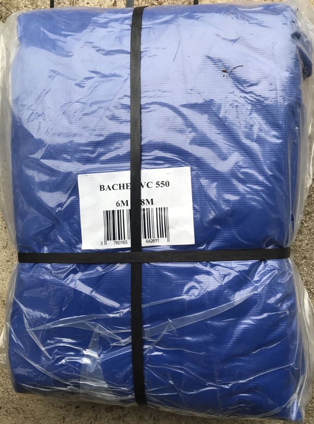 B&acirc;che lourde PVC 550 de 6.00mx8.00m de couleur bleue. Bricolage