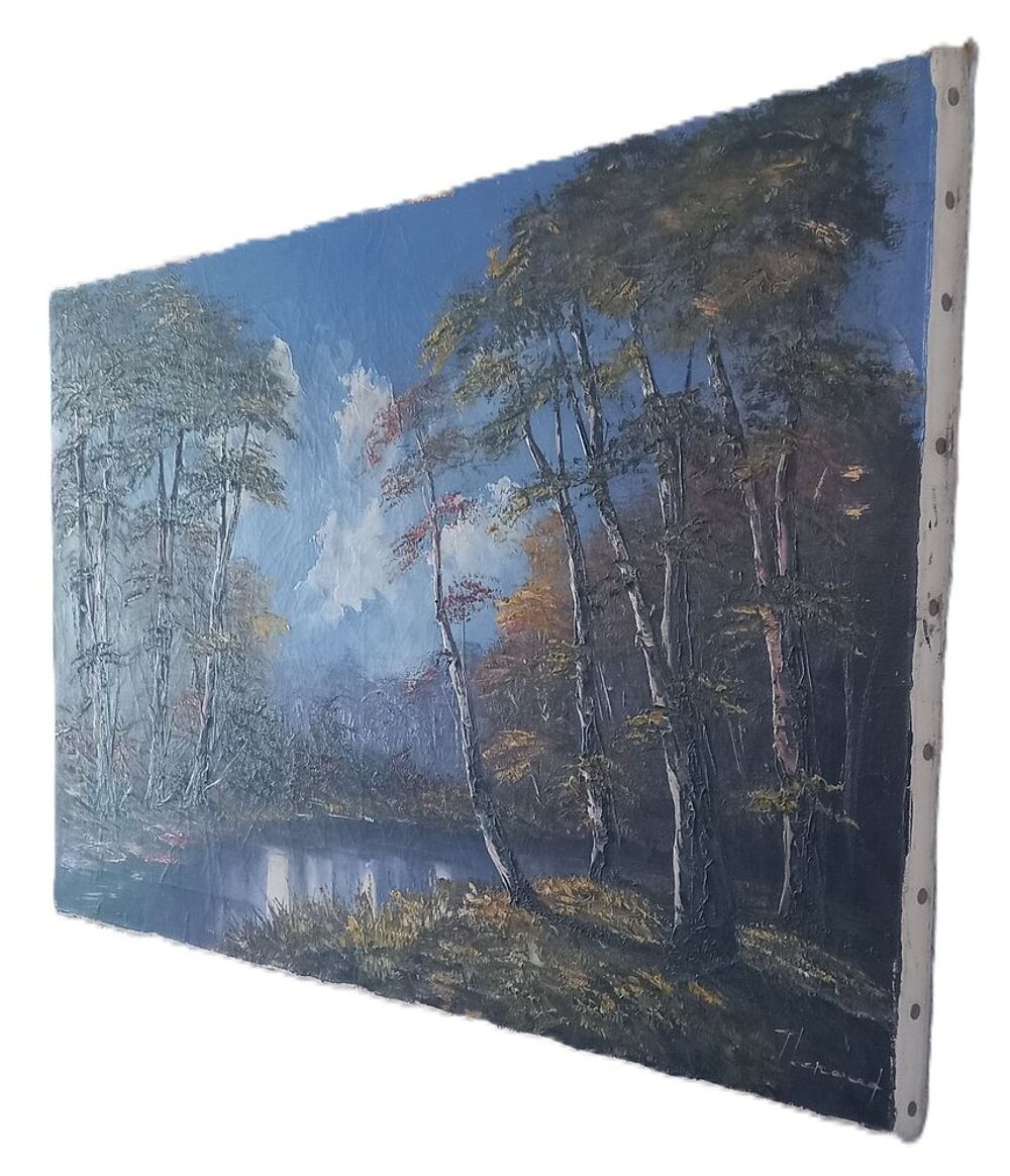 Grand Tableau Huile sur Toile 50x80 cm &Eacute;cole Fran&ccedil;aise Décoration
