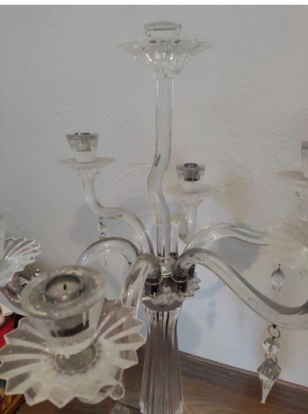 Chandelier en verre ancien €" Grande taille 88 cm €" &agrave;‰l&eacute;gance baroque Décoration
