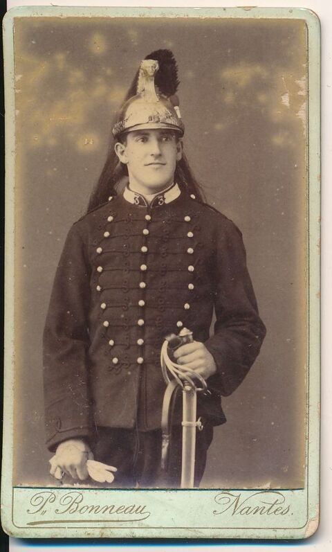 Cdv Photo Militaire Rgt Dragons � Nantes ca1905 1 Loches (37)