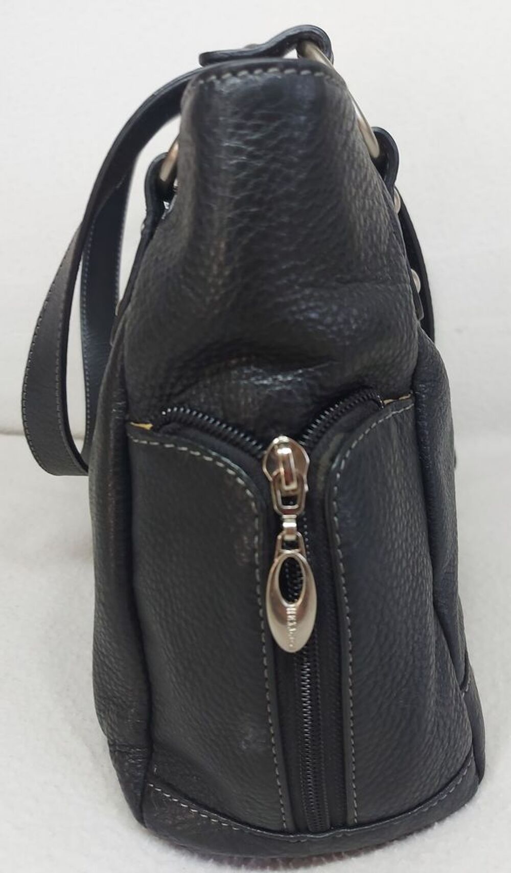 Hexagona Grand Sac &agrave; Main en Cuir de Vachette Noir Haut 21 Maroquinerie