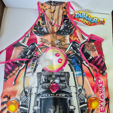 Tablier de cuisine barbecue, humoristique motard, biker, tat 14 Saumur (49)