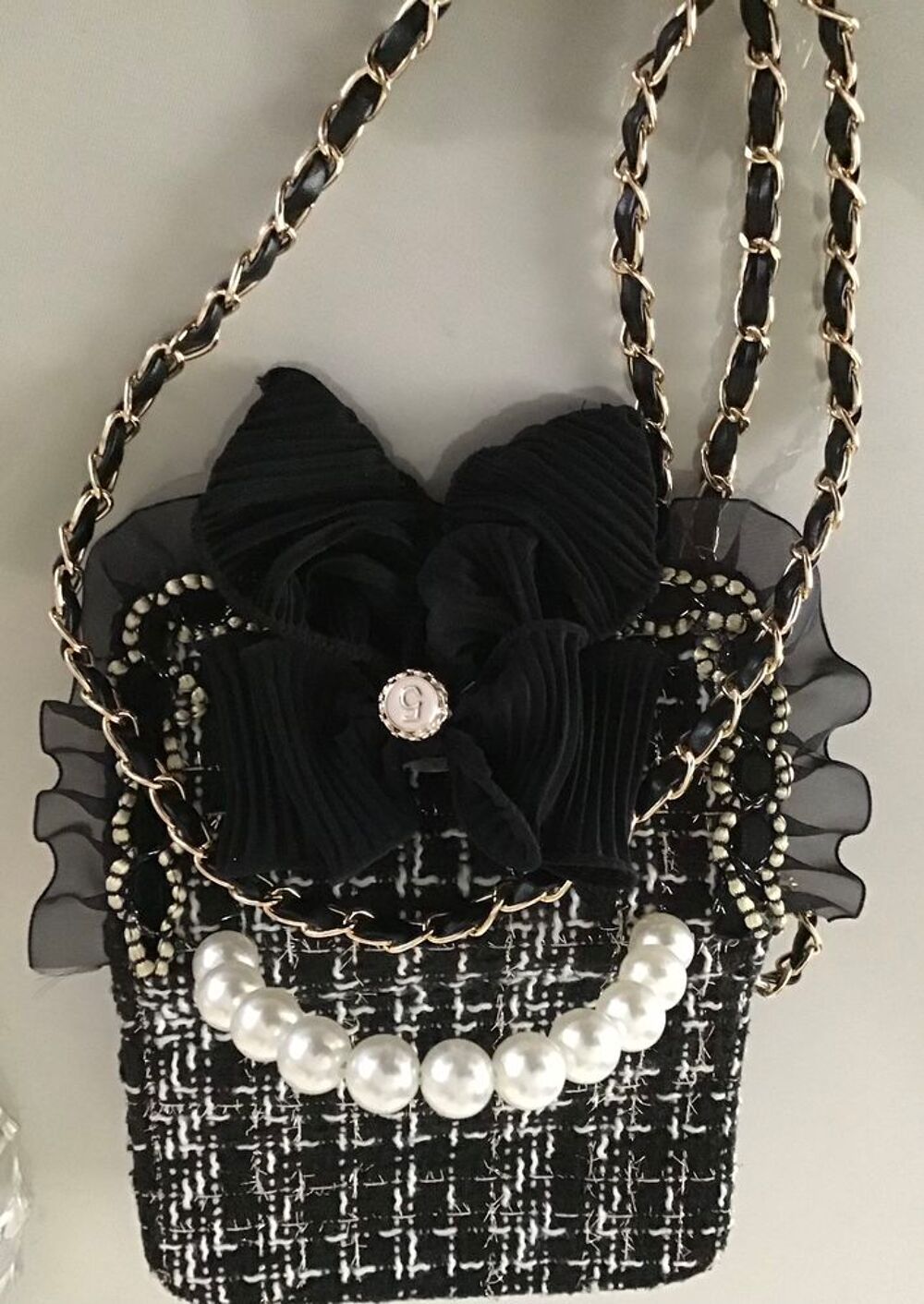 Vintage,Petit sac pochette couleur noir Maroquinerie