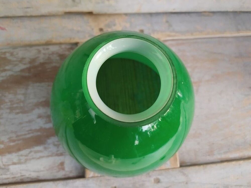 Ancien Verre Opaline Verte Lampe de Notaire XIX&egrave;me 
Décoration