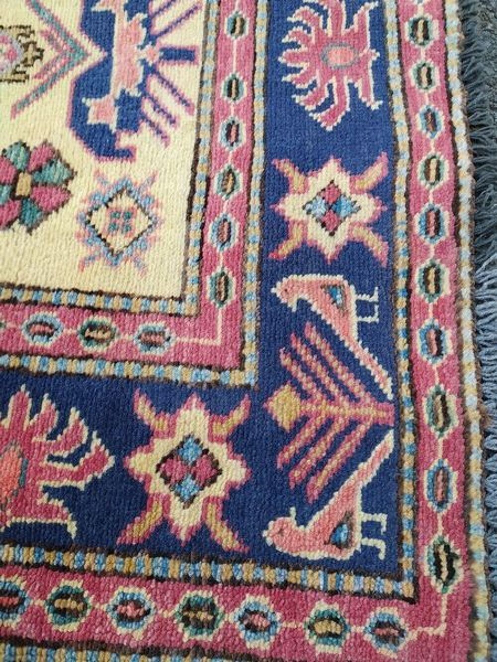 Ancien Tapis Afghan Kazak Laine Fait Main Afghanistan Décoration
