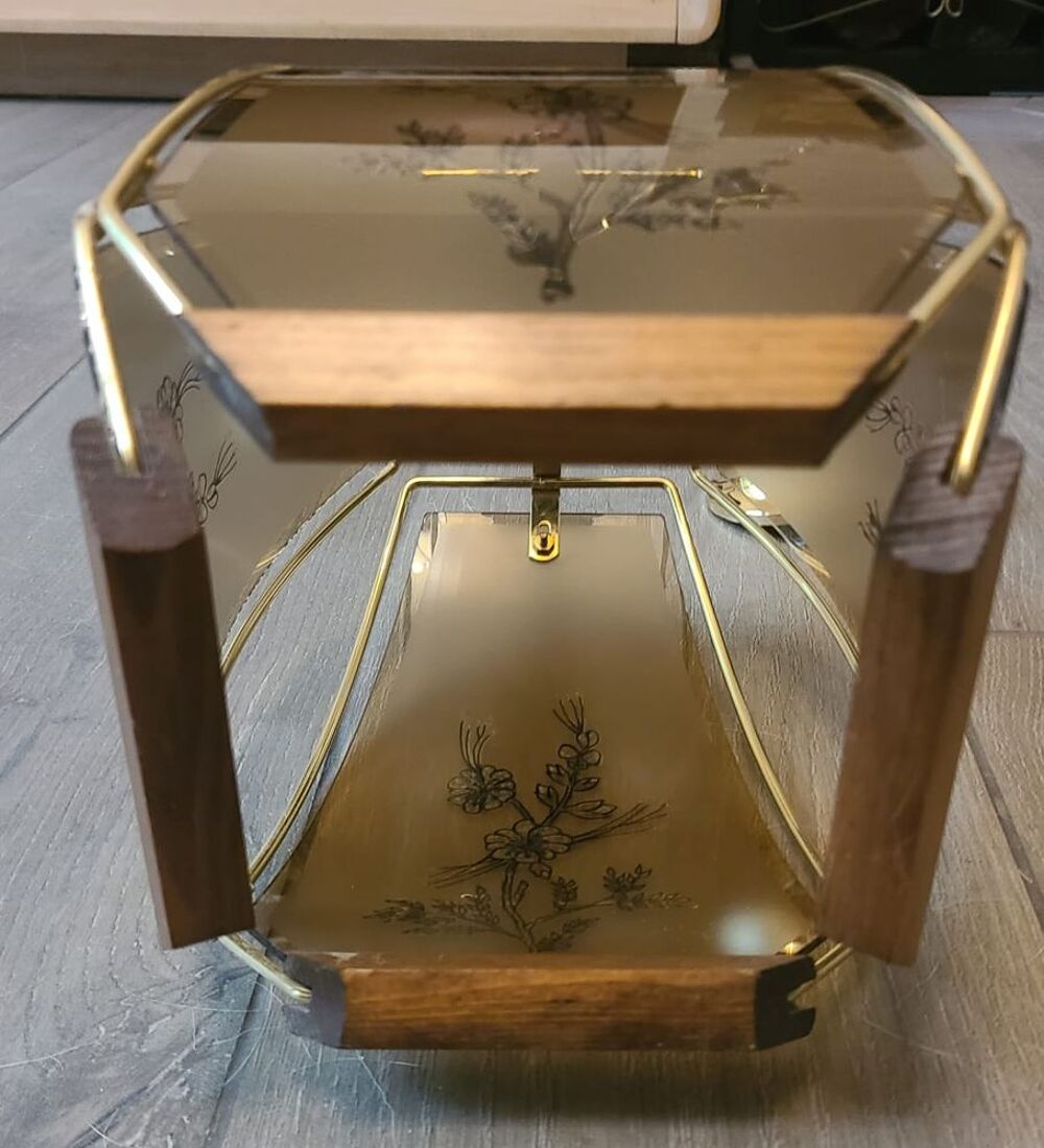 Suspension bois verre 21x21 Décoration