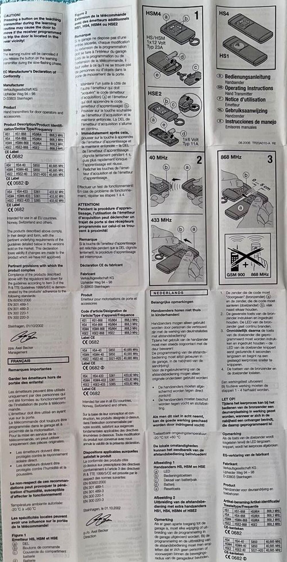 T&eacute;l&eacute;commande TUBAUTO HSM4 40 MHz Bricolage