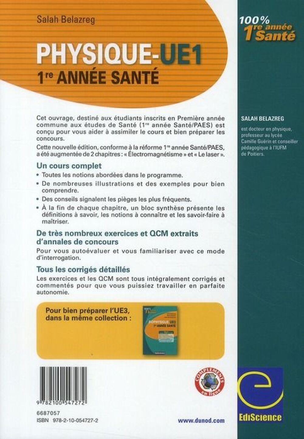 Livre de Physique et Biophysique ; UE3 ; 1&egrave;re ann&eacute;e sant&eacute; Livres et BD
