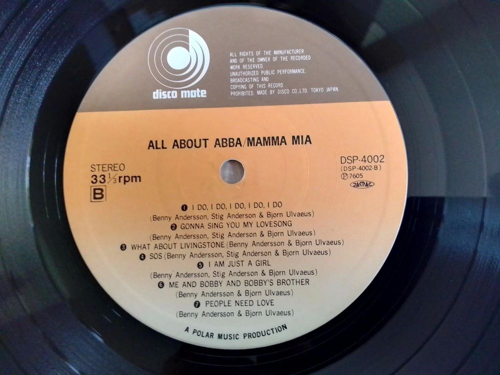 ABBA TRES RARE VINYL LP 33 TOURS PRESSAGE JAPON "MAMMA MIA" CD et vinyles
