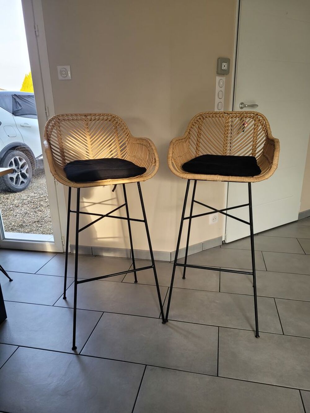 Lots de 2 tabourets de bar en rotin Meubles
