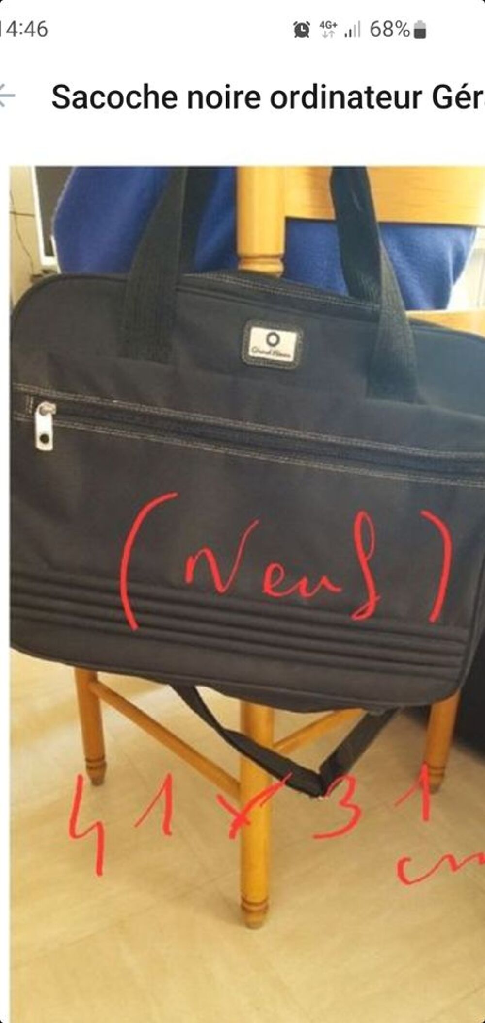 sacoche noire ordinateur cartable G&eacute;rard Henon ( neuf) Maroquinerie